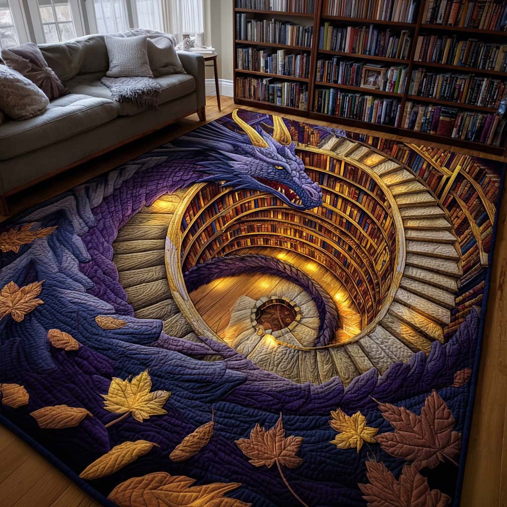 Novel Retreat rug – dragon round a book well