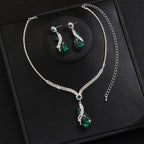 Necklace & Earrings Set - Crystal Teardrop