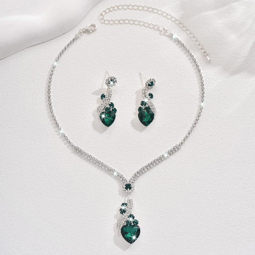 Necklace & Earrings Set - Crystal Teardrop