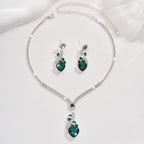 Necklace & Earrings Set - Crystal Teardrop