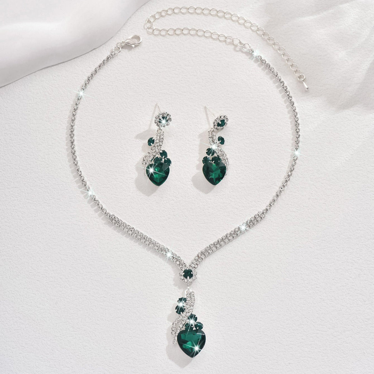 Necklace & Earrings Set - Crystal Teardrop
