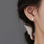 Pearl Stud Earrings - Square Setting