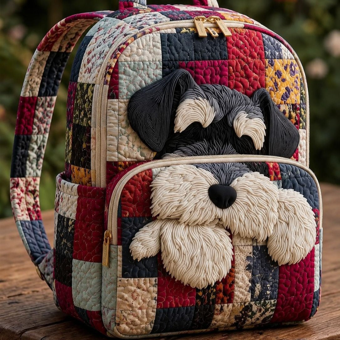 Patchwork Schnauzer quilted backpack – schnauzer on patchwork