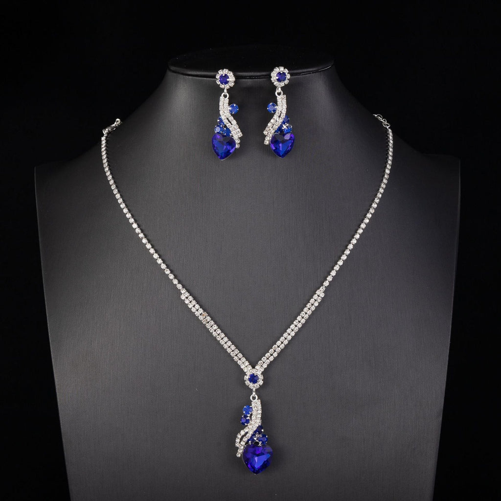 Necklace & Earrings Set - Crystal Teardrop