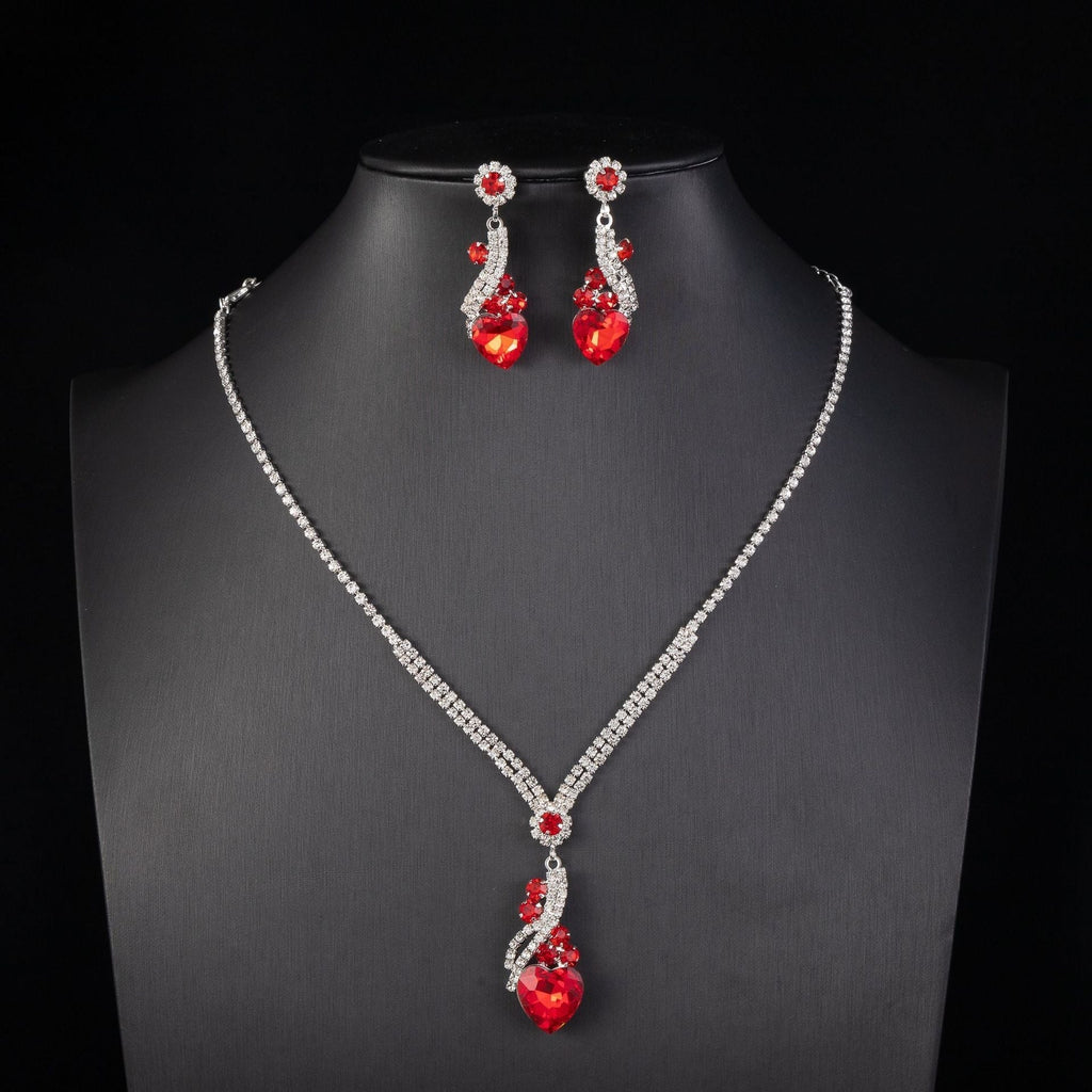 Necklace & Earrings Set - Crystal Teardrop