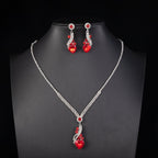 Necklace & Earrings Set - Crystal Teardrop