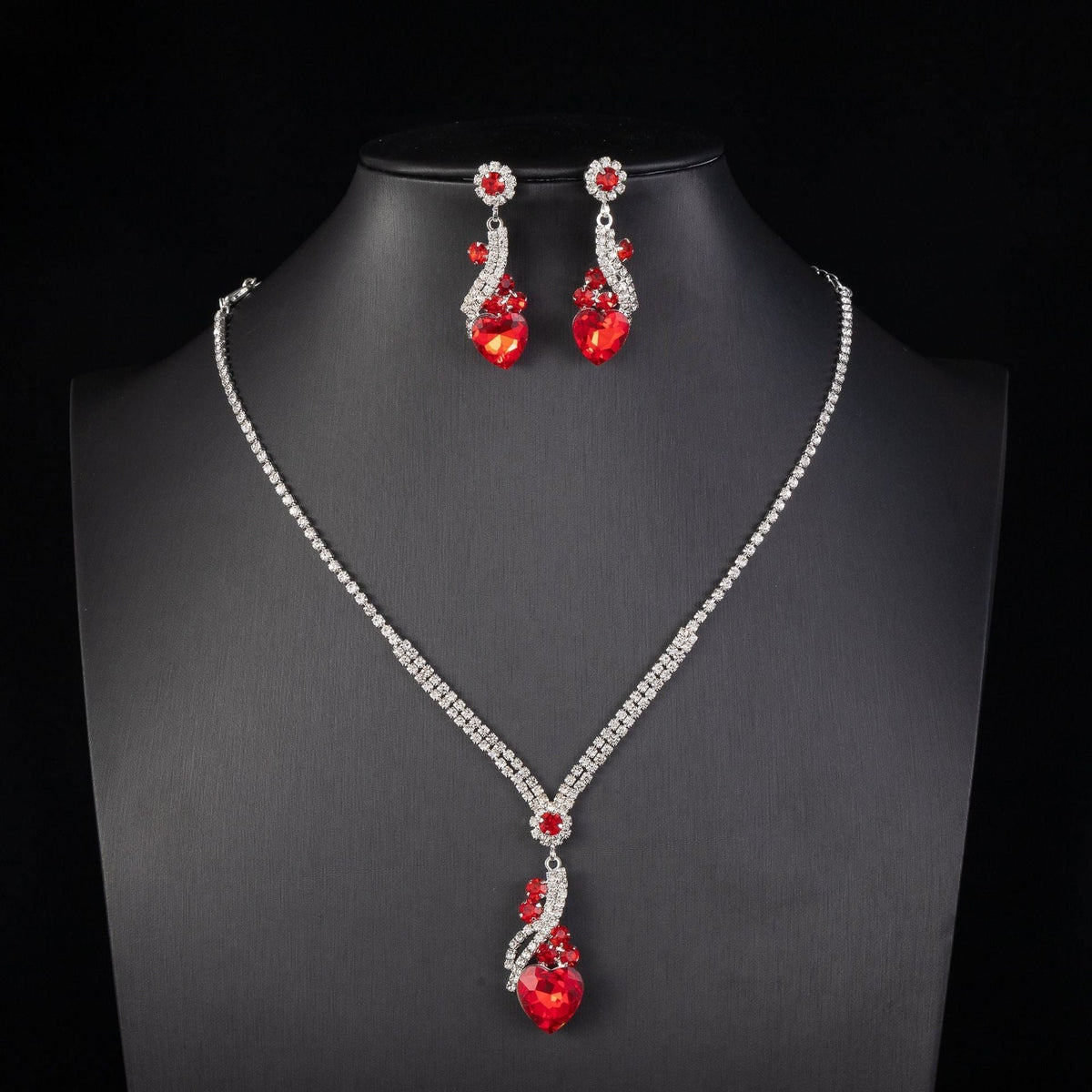 Necklace & Earrings Set - Crystal Teardrop