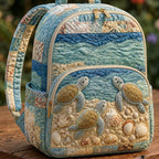 Shell Beach Turtles quilted backpack – turtles and shells