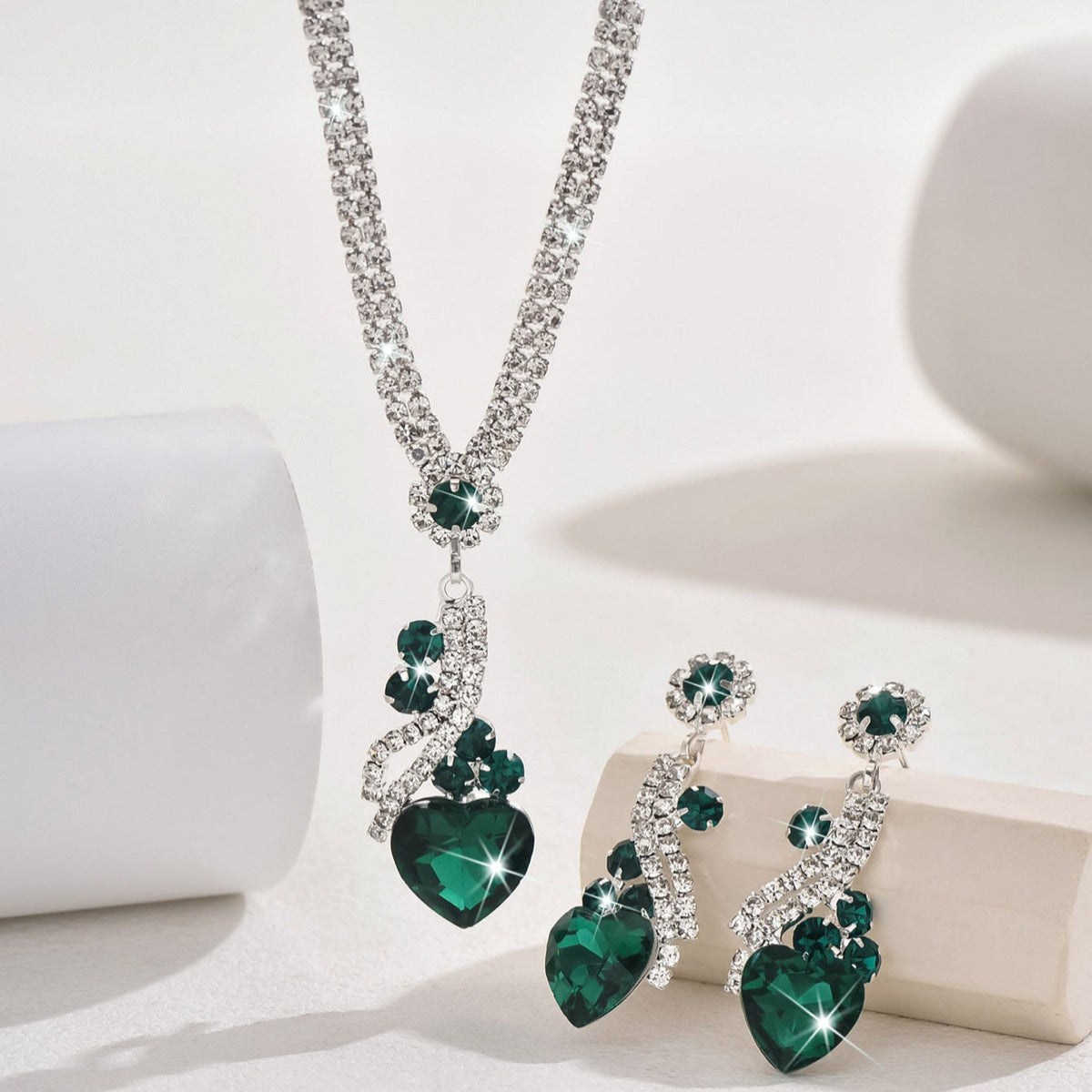 Necklace & Earrings Set - Crystal Teardrop