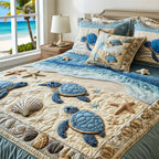 Two matching Ocean Waves pillow shams from the quilted bedspread set