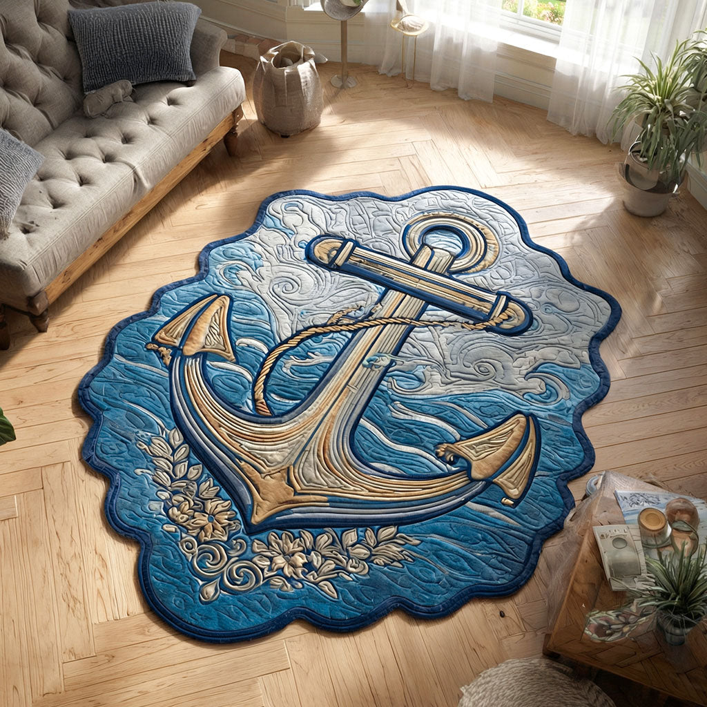 Ocean Deep Prism Anchor shaped rug – golden anchor