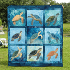 Quilted Throw - Turtle Blue Squares – view 2