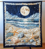Moonlit Shore art quilt – moon over the shore