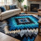 Ocean Night Diamond rug – blue zigzag diamond