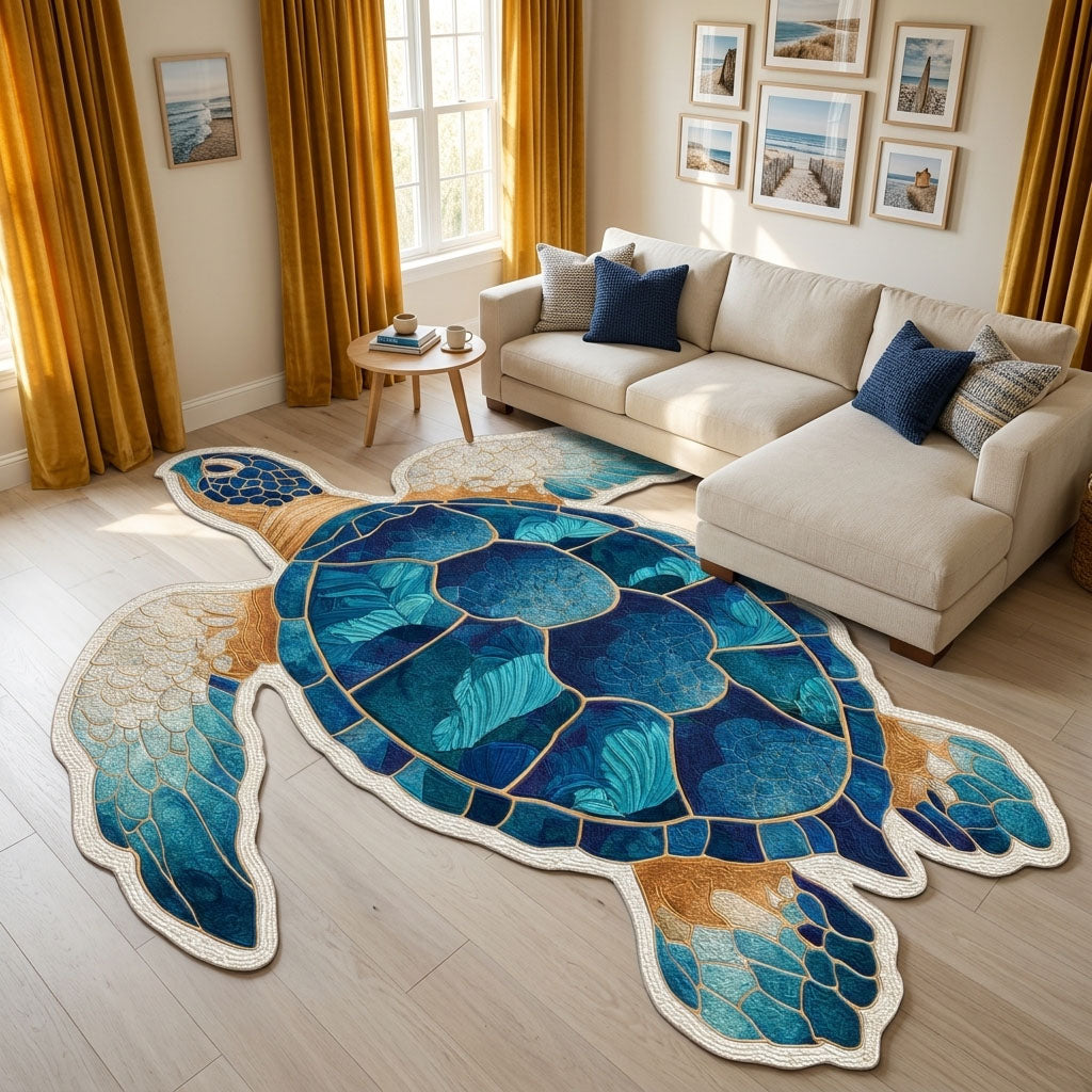 Mosaic Sea Turtle shaped rug – mosaic turtle shape