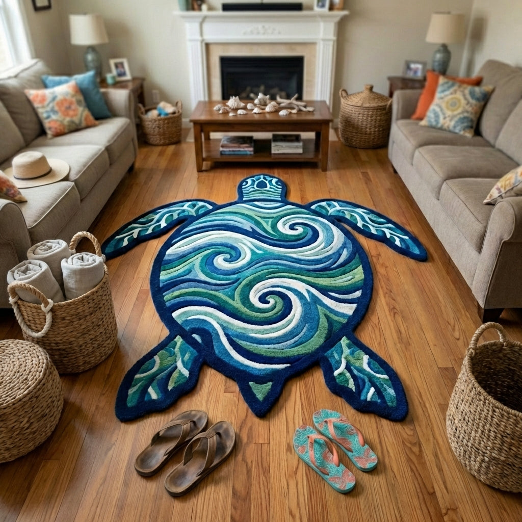 Swirl Shell Turtle shaped rug – swirling turtle