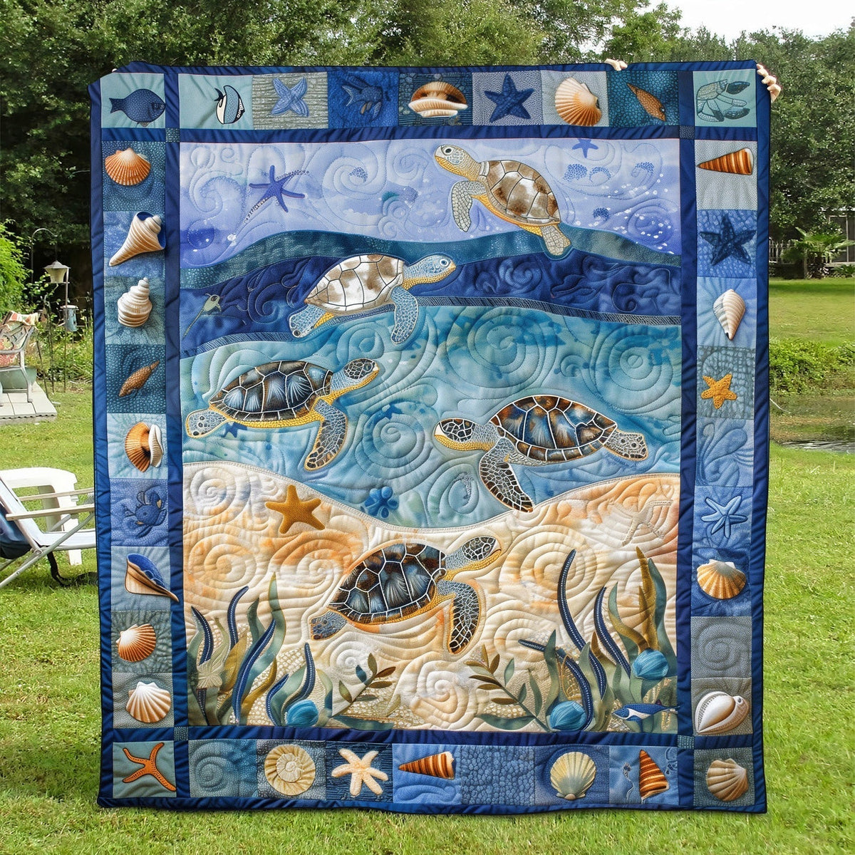 Quilted Throw - Turtle Shell Border – view 2