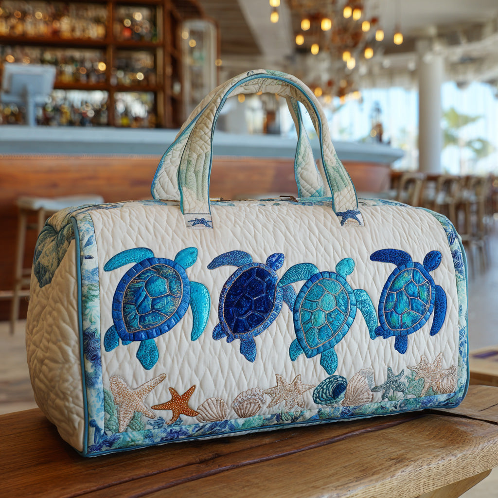 Blue Turtle Parade quilted weekend bag – blue turtles