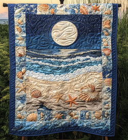 Moon Over Shells art quilt – moon over shells