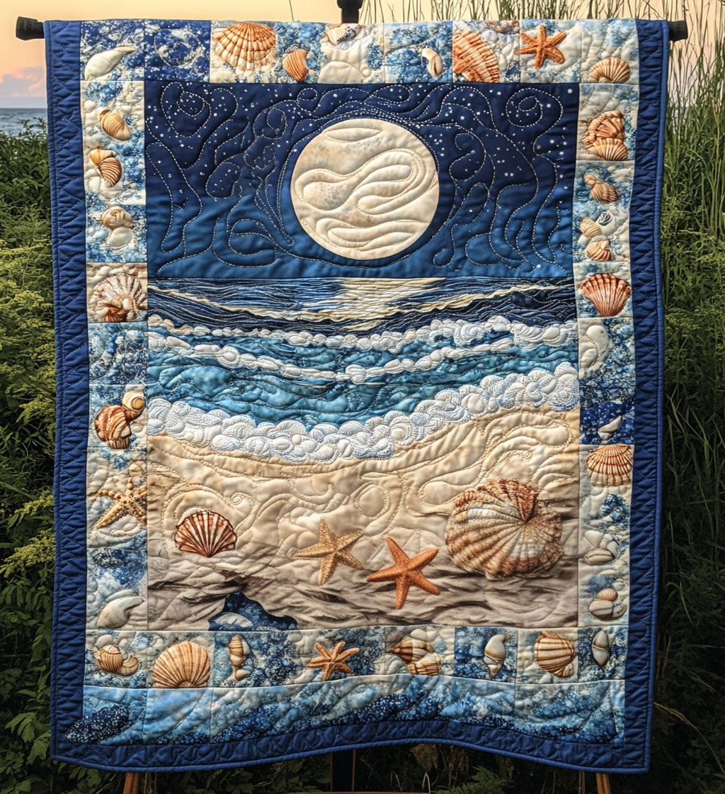 Moon Over Shells art quilt – moon over shells