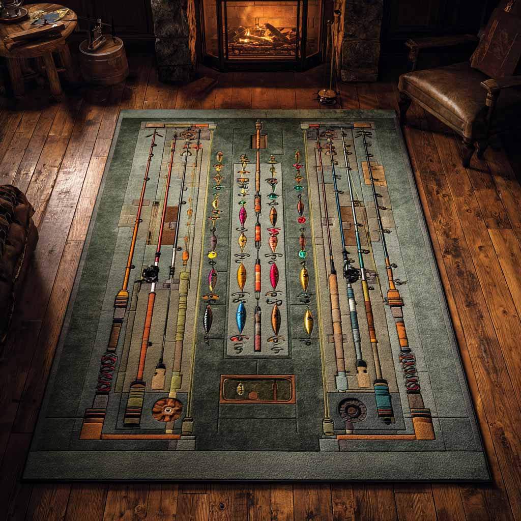 Vintage Fishing rug – fishing lures