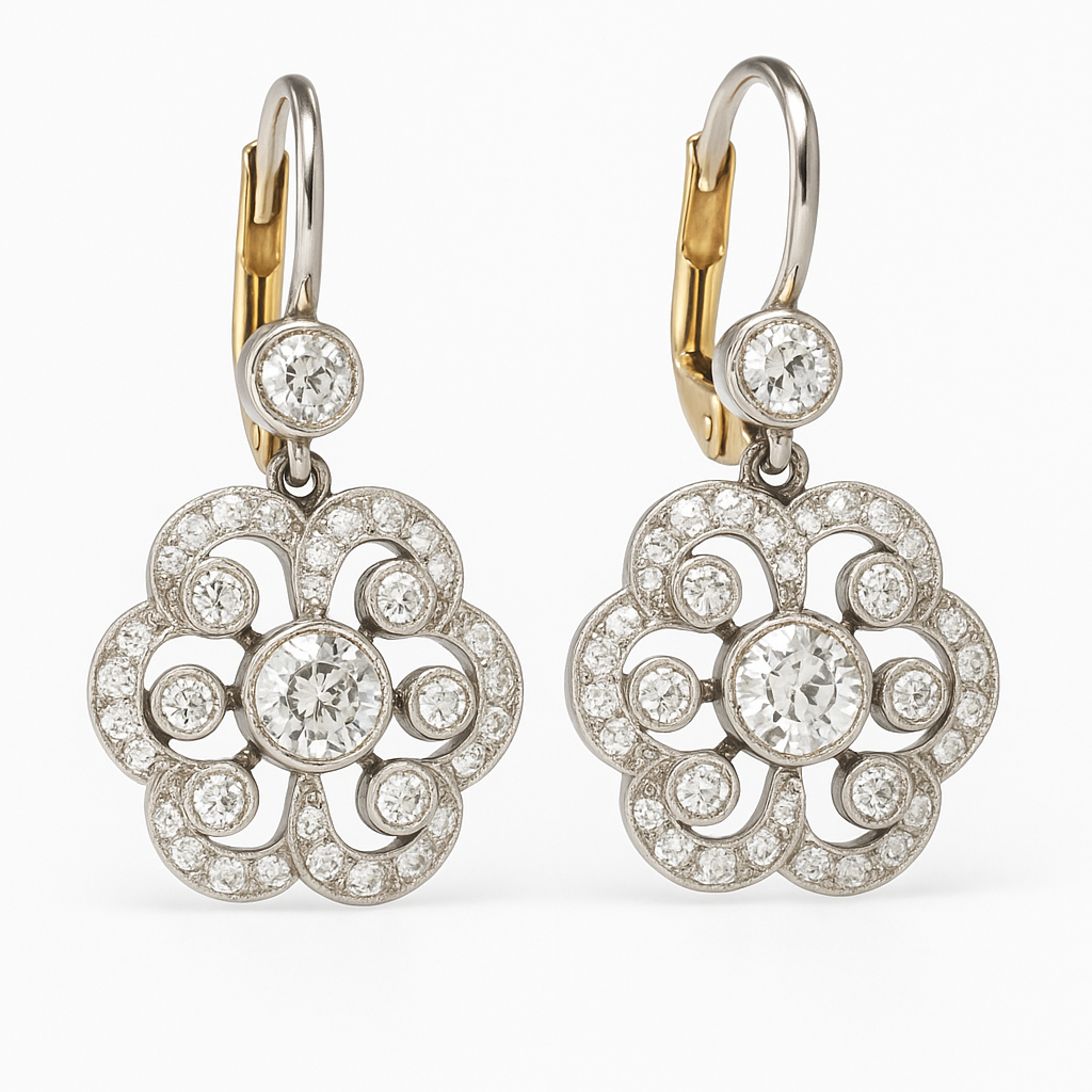 Vintage-style crystal mandala drop earrings