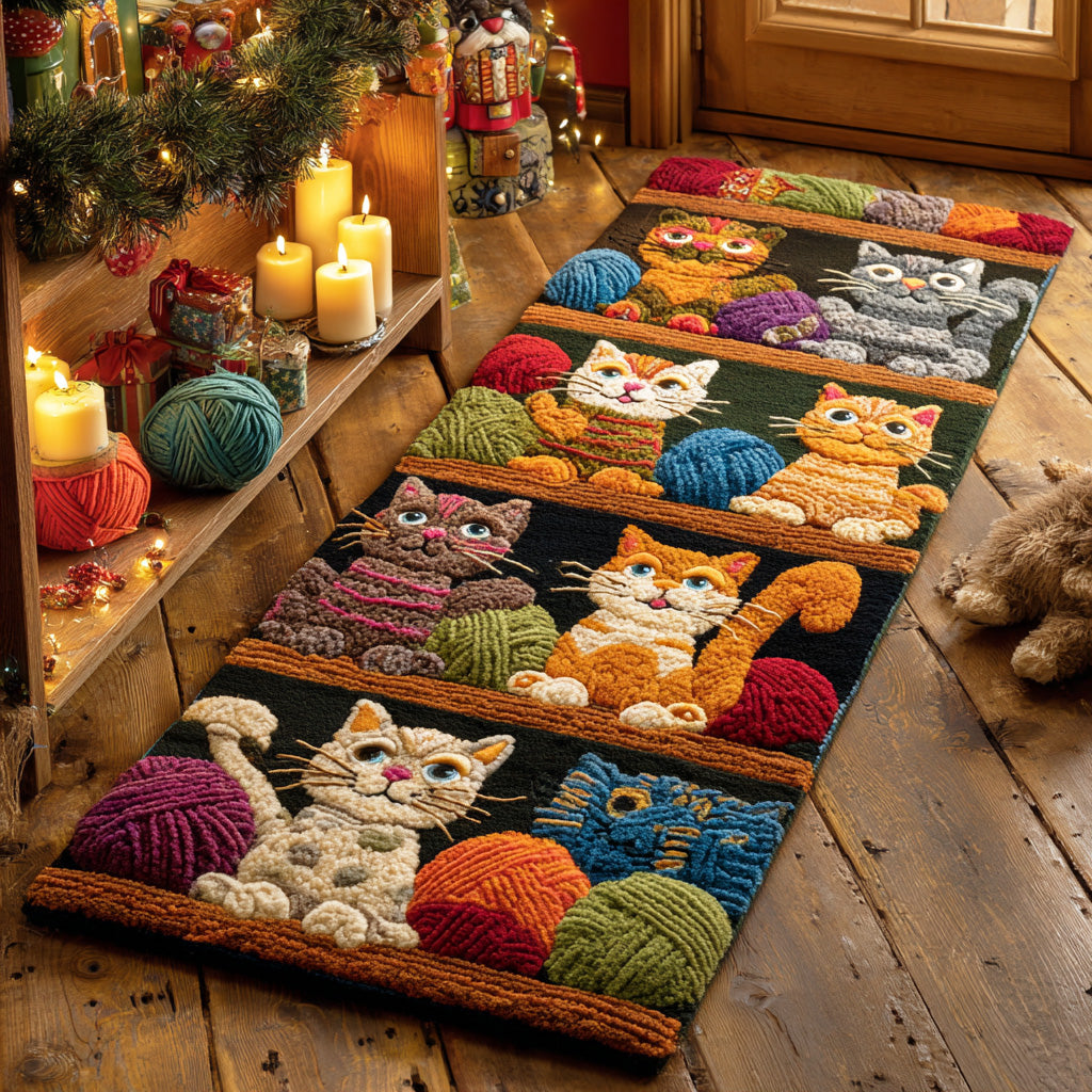 Yarn Cats hallway runner – cats with yarn
