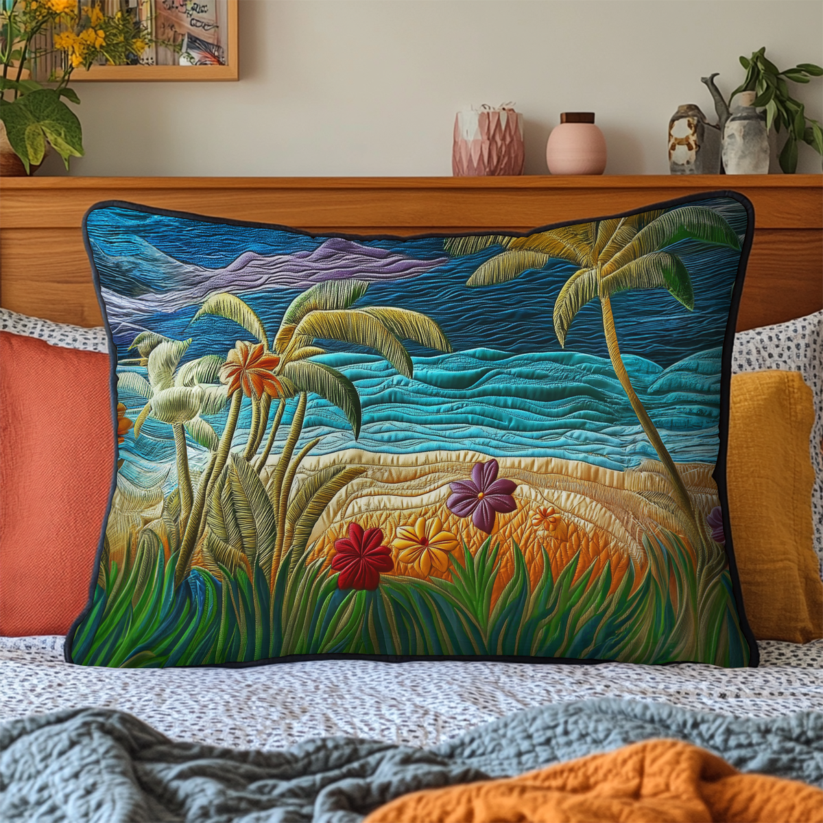 Quilted Pillowcase - Palm Grove Beach – view 2