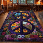 Patchwork Peace rug – floral peace signs