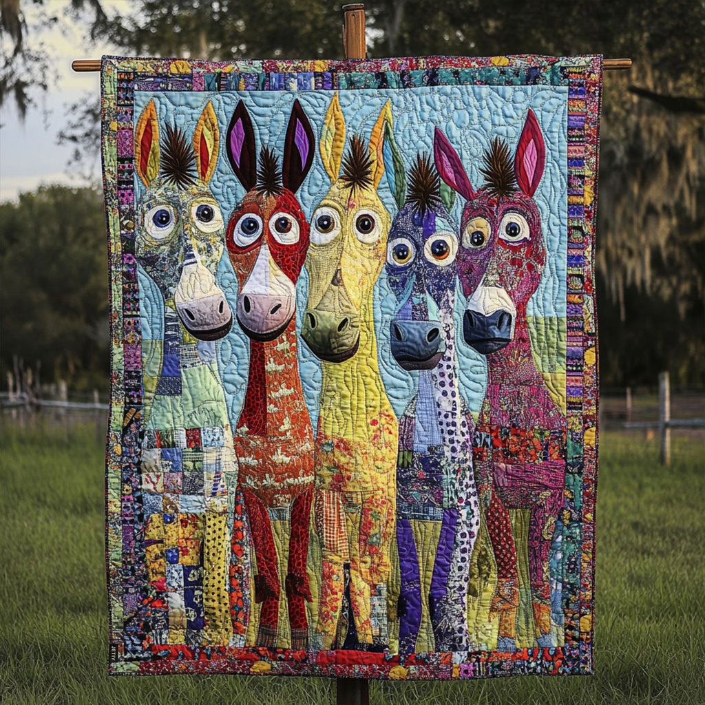 Patchwork Ponies quilted throw – wide-eyed patchwork ponies