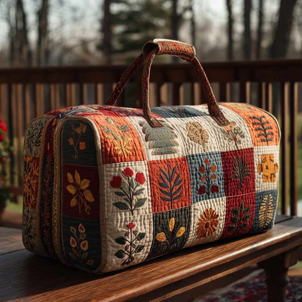 Petal Serenade quilted weekend bag – floral patchwork