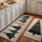 Pine Scented kitchen mat set – patchwork Christmas trees