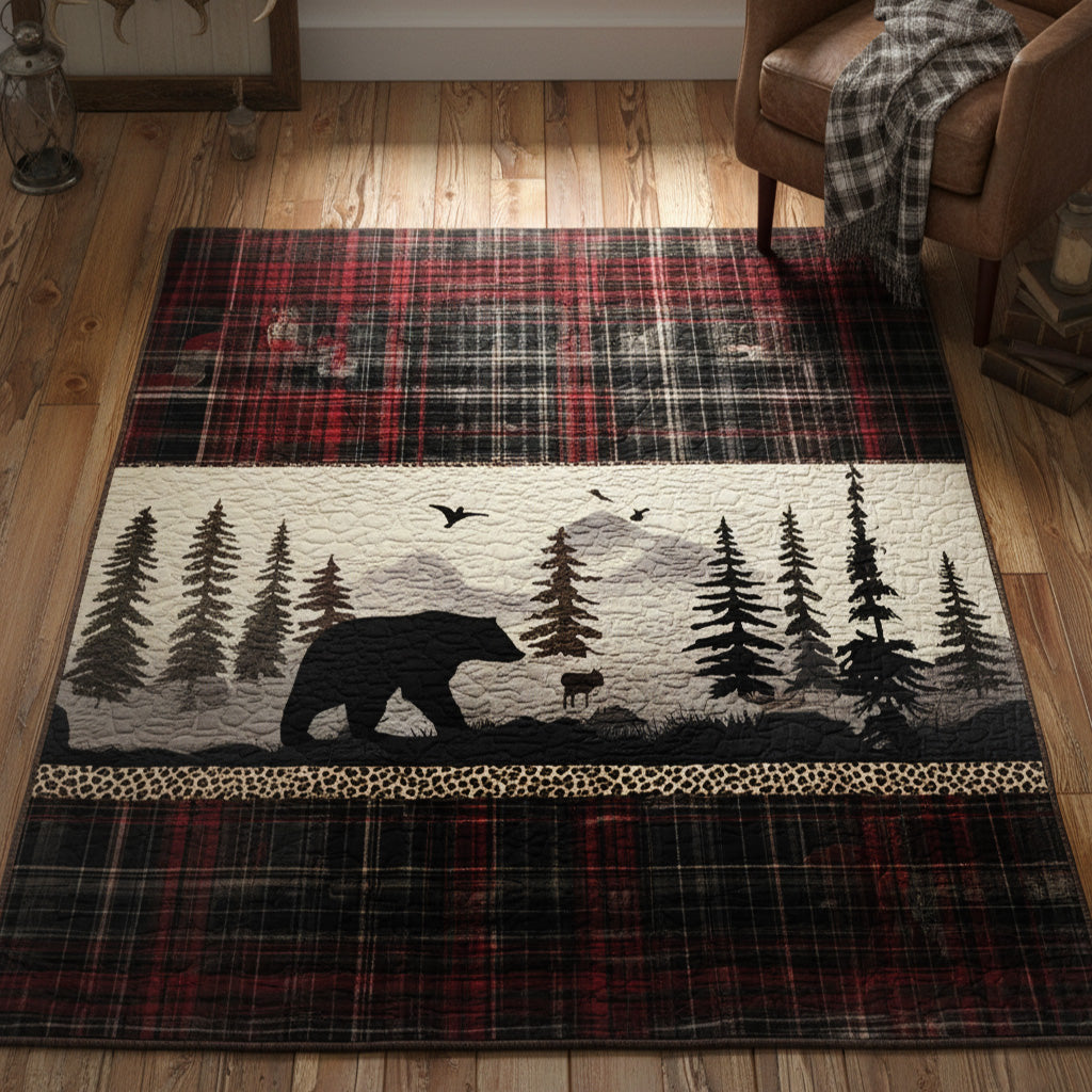 Pine Lodge rug – bear silhouette and tartan