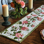 Pink Rose Vine quilted table runner – pink roses on a vine