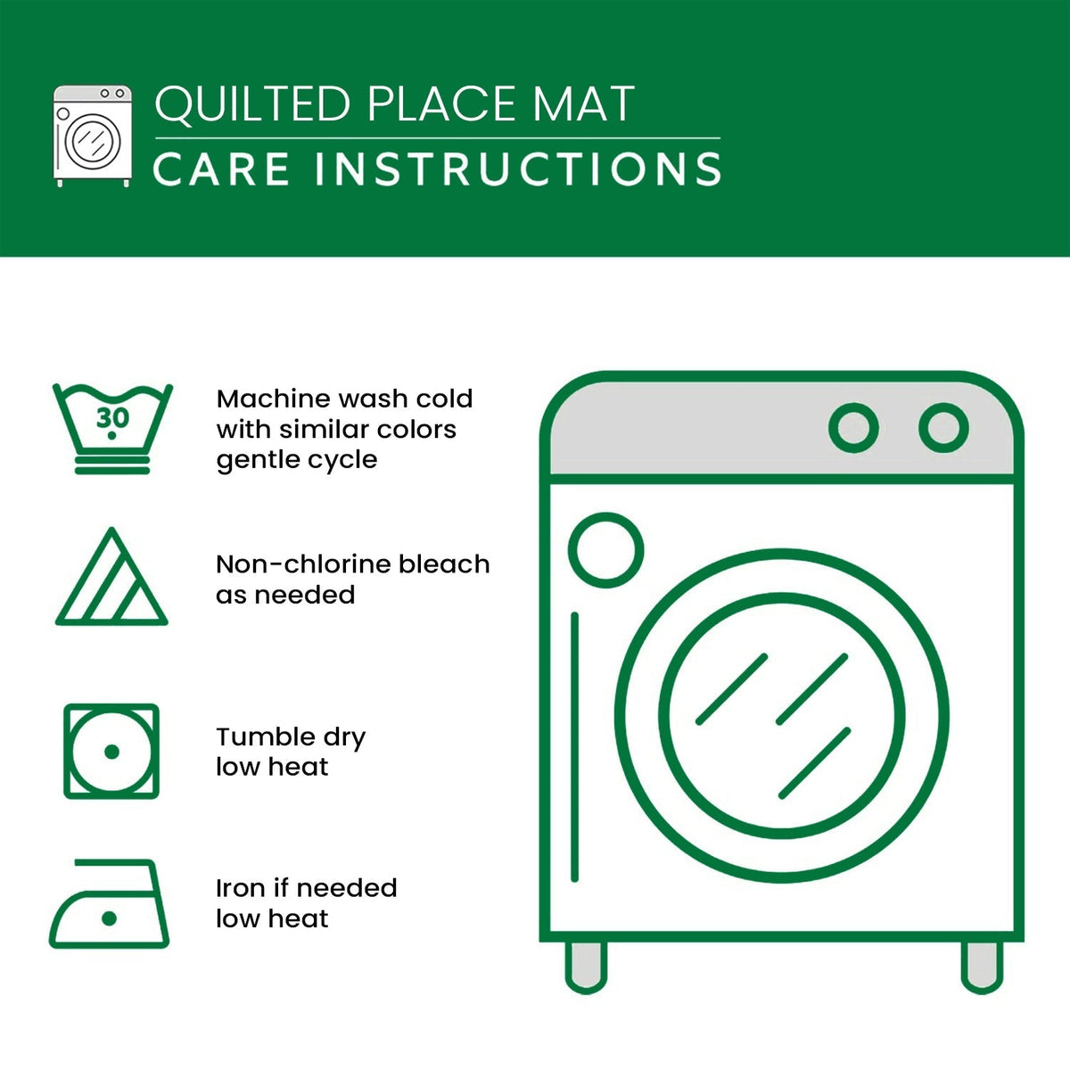 Care instructions – Quilted Placemats - Cosy Cabin Charm