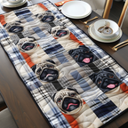 Plaid Pugs quilted table runner – pugs on plaid