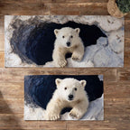 Polar Silence kitchen mat set – polar bear cub in ice cave