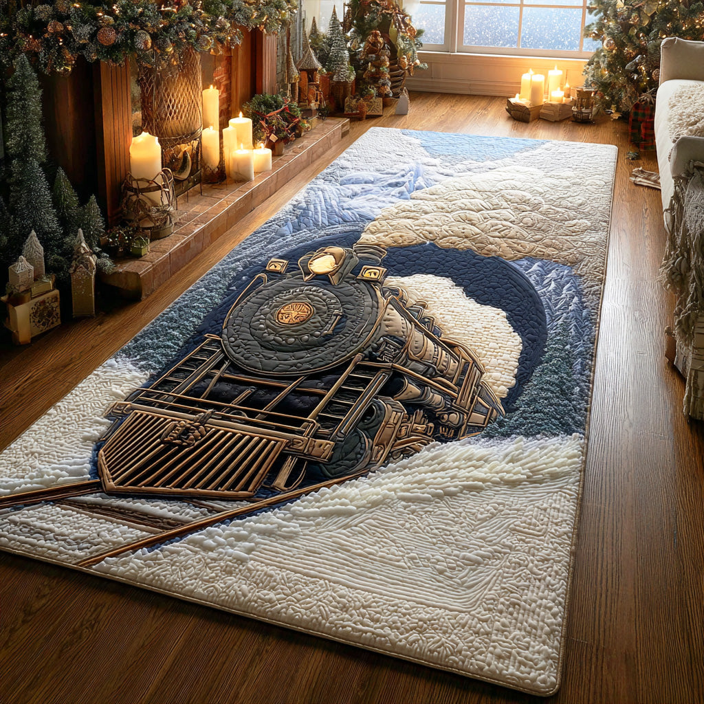 Polar Star Railway hallway runner – steam engine in snow
