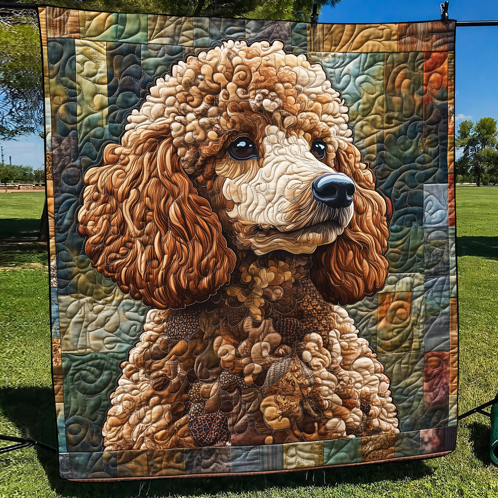 Apricot Poodle quilted throw – apricot Poodle with soft curls