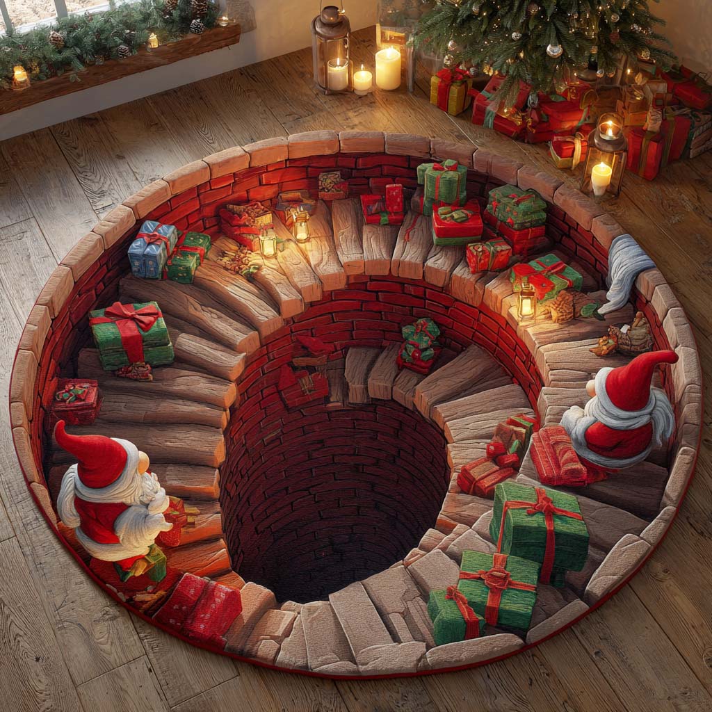 Present Steps round rug – present-lined stairway