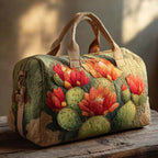 Prickly Bloom quilted weekend bag – prickly pear cactus
