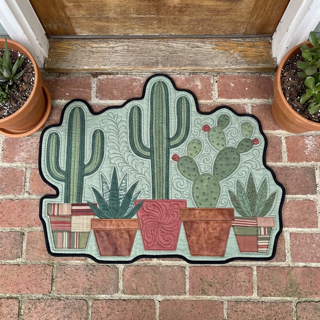 Prickly Love shaped doormat – potted cacti