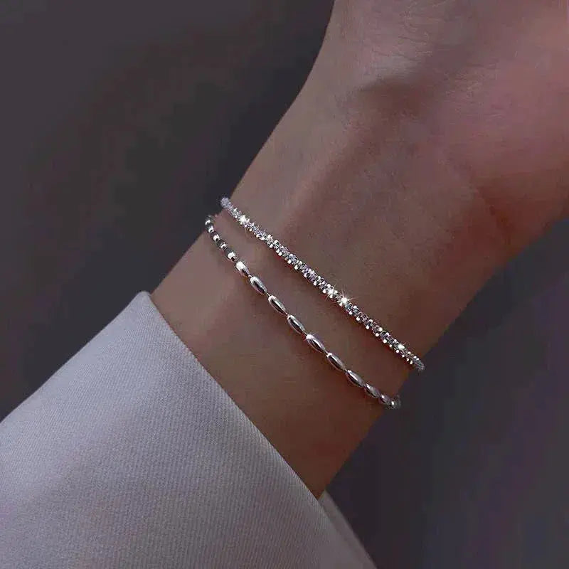 Two fine silver-tone sparkle bracelets