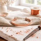 Slim magnetic copper cuff with two grooves