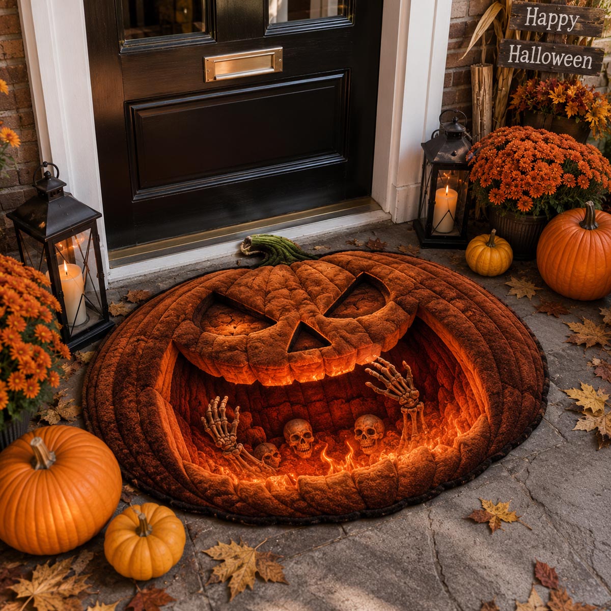 Pumpkin Abyss shaped doormat – jack-o-lantern pit