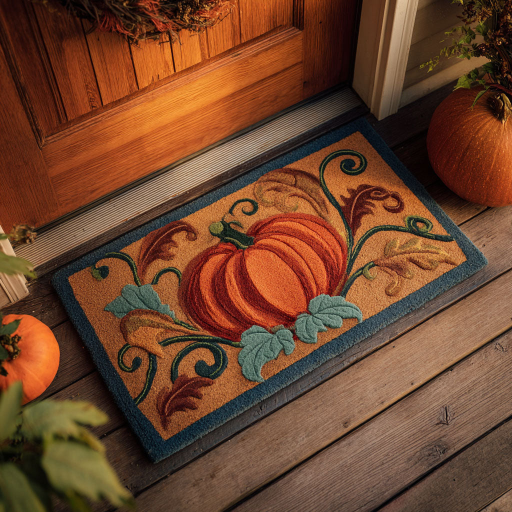 Pumpkin Vibe Swirl doormat – pumpkin and swirls