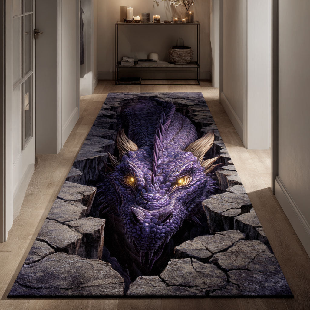 Purple Abyss Dragon hallway runner – purple dragon in stone