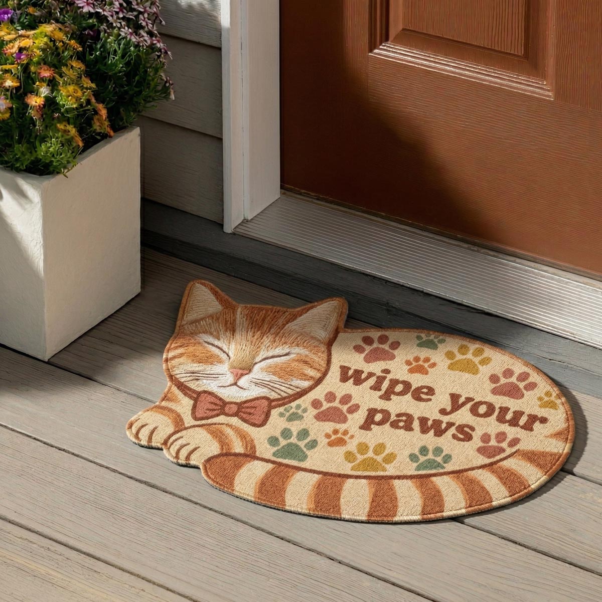 Purrfect Home shaped doormat – cat wipe your paws