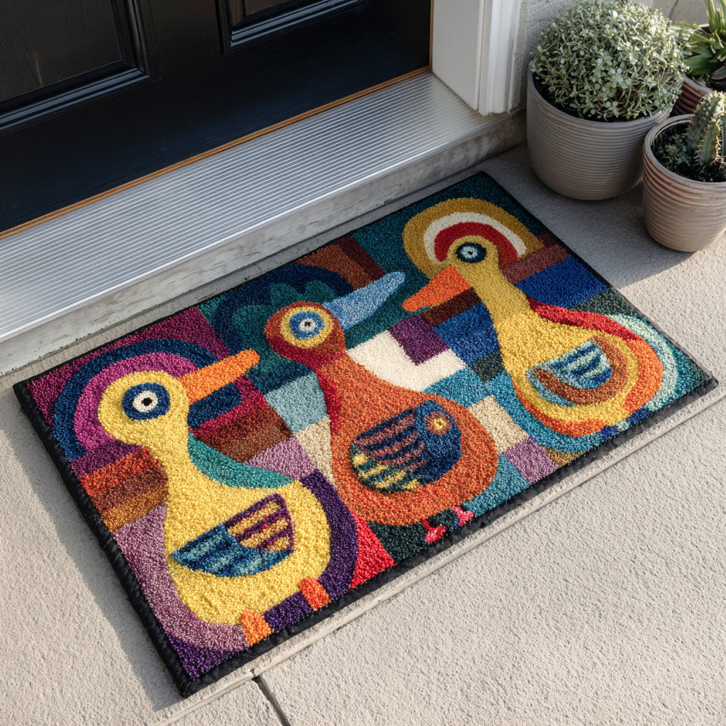 Quirky Ducks doormat – abstract ducks