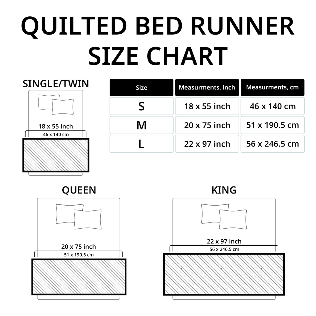 Size guide – Quilted Bed Runner - Four Seasons Trees